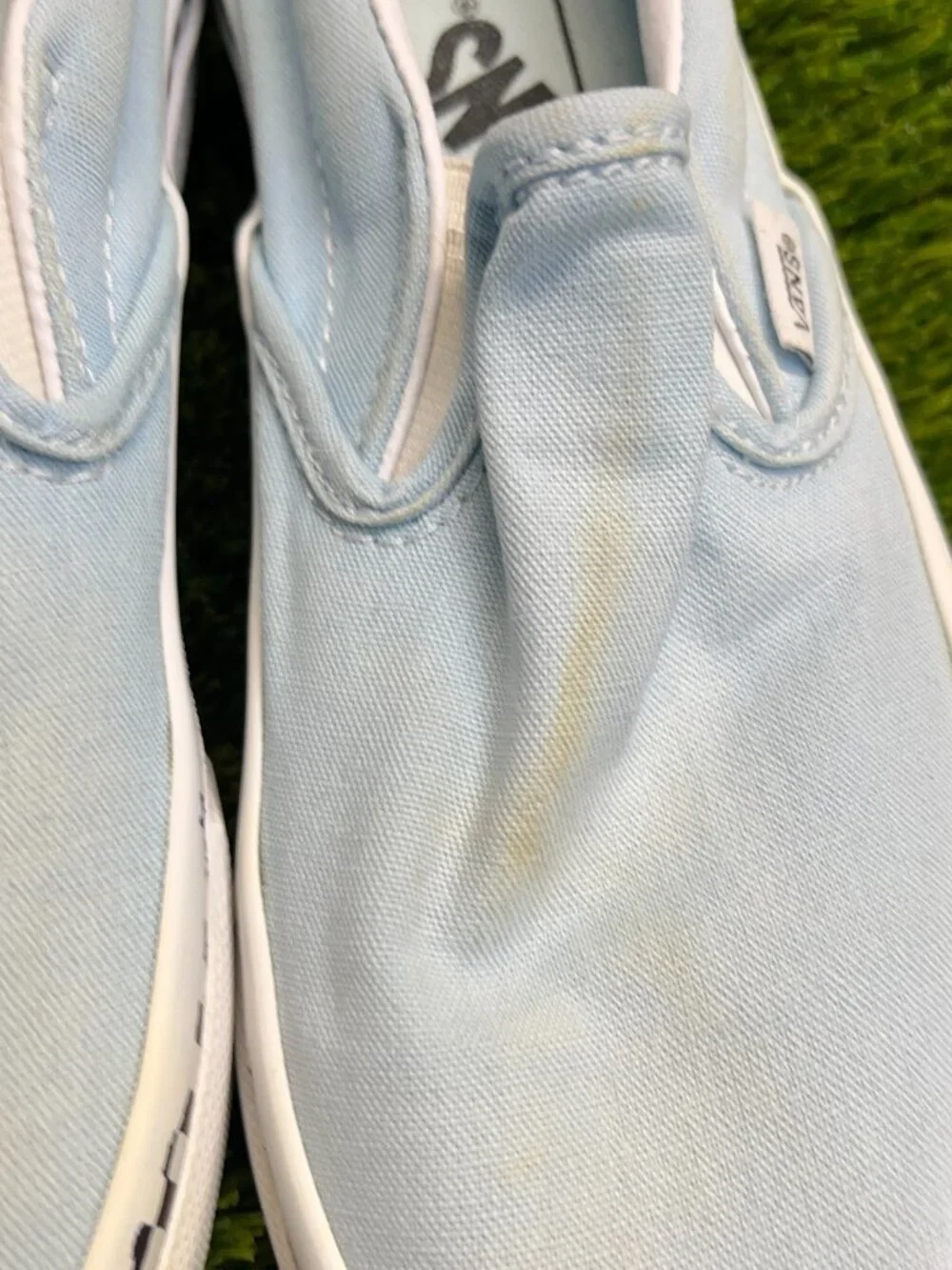 Vans Classic Slip-On Womens Size 5 Blue White Athletic Skateboard Shoes Sneakers
